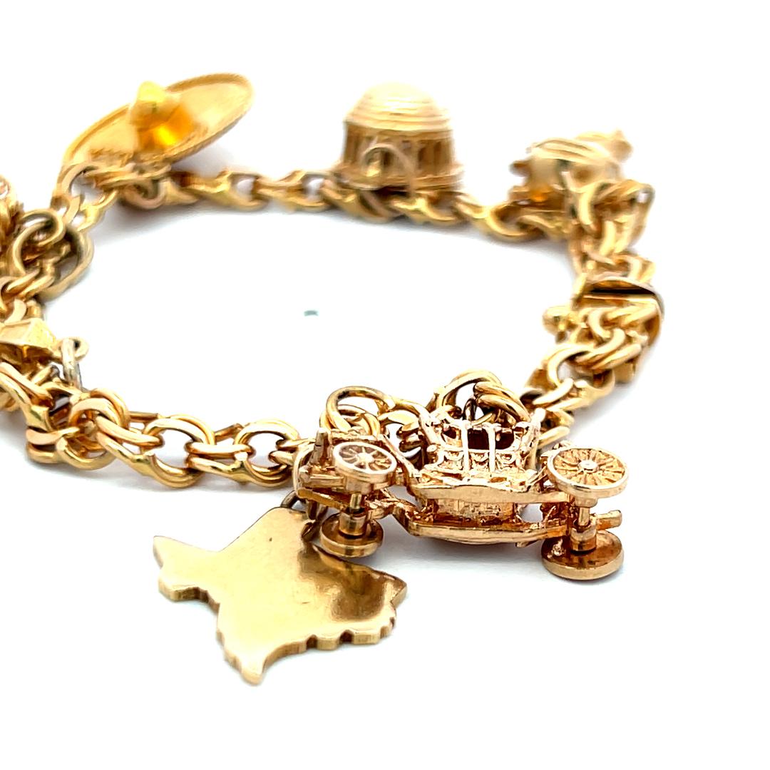 Vintage 18 Karat Yellow Gold Charm Bracelet 35.3 Grams 6.5 Inch