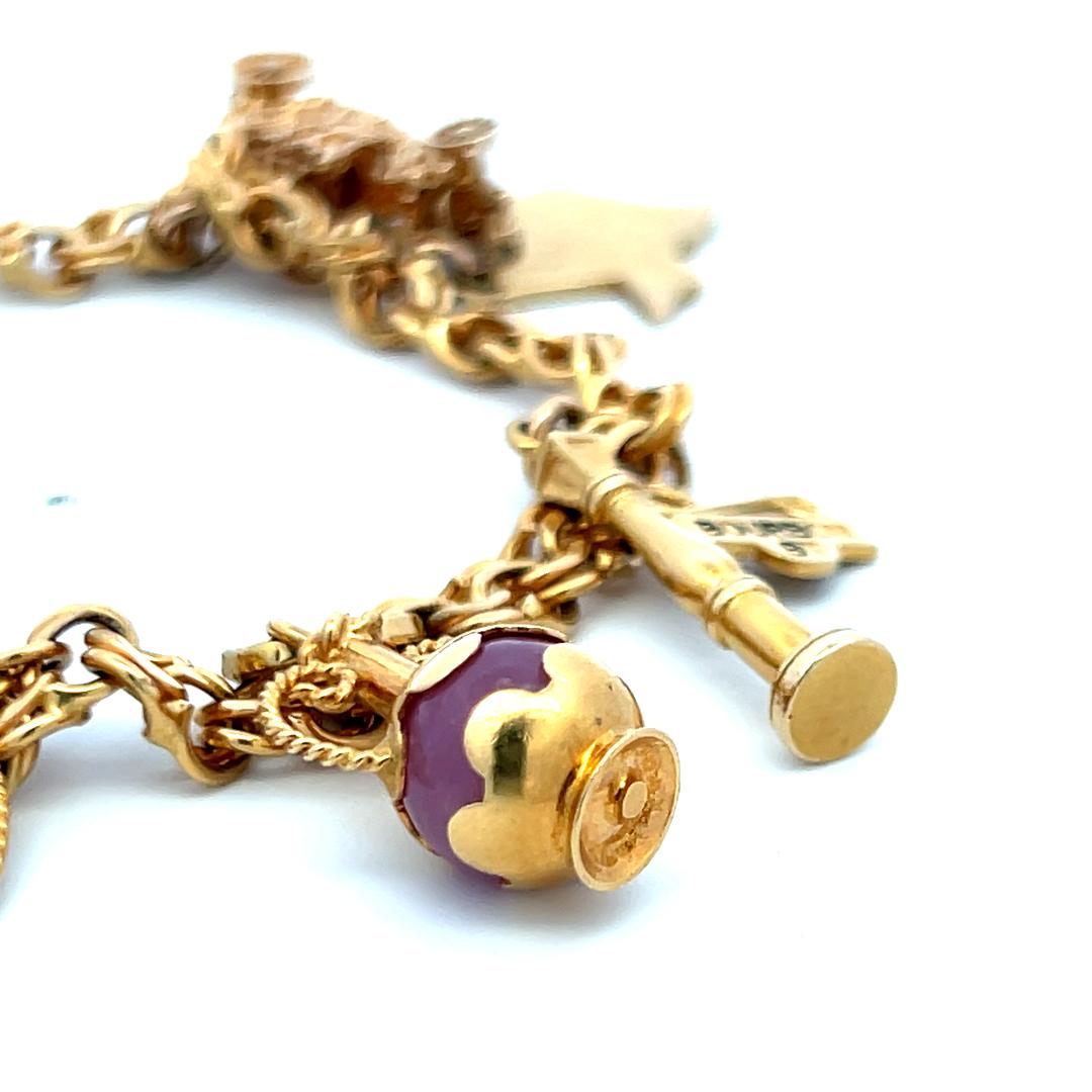 Vintage 18 Karat Yellow Gold Charm Bracelet 35.3 Grams 6.5 Inch