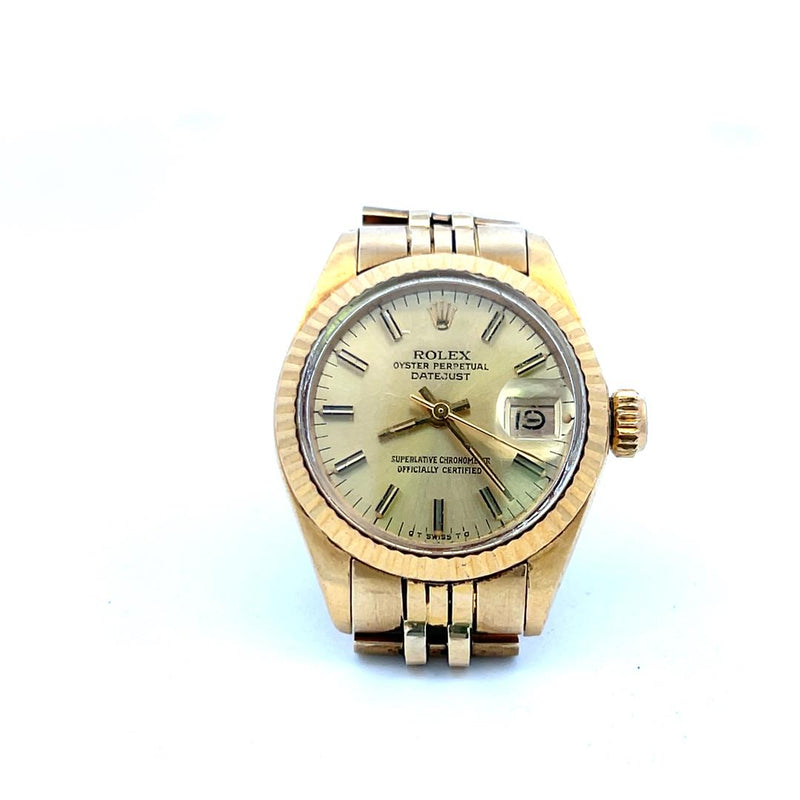 Rolex 18 Karat Yellow Gold Wrist Datejust Watch with aftermarket 14K Band