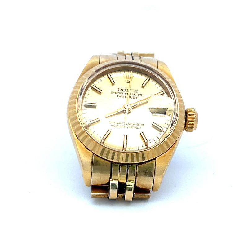 Rolex 18 Karat Yellow Gold Wrist Datejust Watch with aftermarket 14K Band