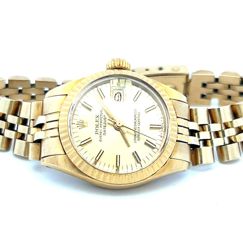 Rolex 18 Karat Yellow Gold Wrist Datejust Watch with aftermarket 14K Band