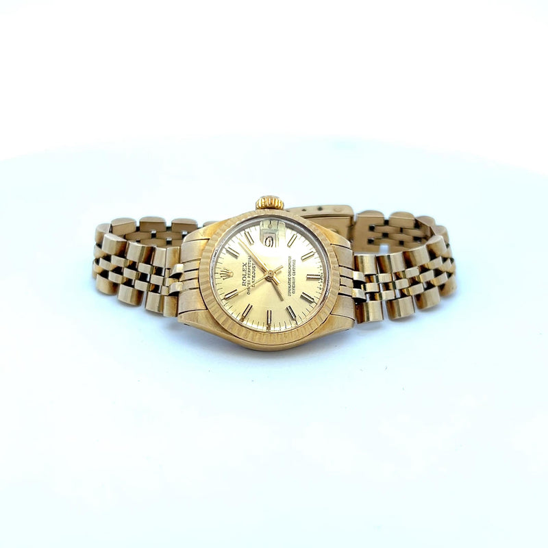 Rolex 18 Karat Yellow Gold Wrist Datejust Watch with aftermarket 14K Band