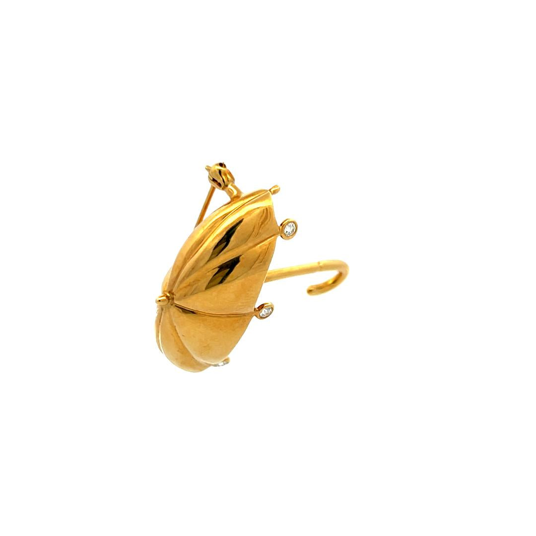 Tiffany & Co 0.12 Carat Round Diamond 18 Karat Yellow Gold Pin Brooch