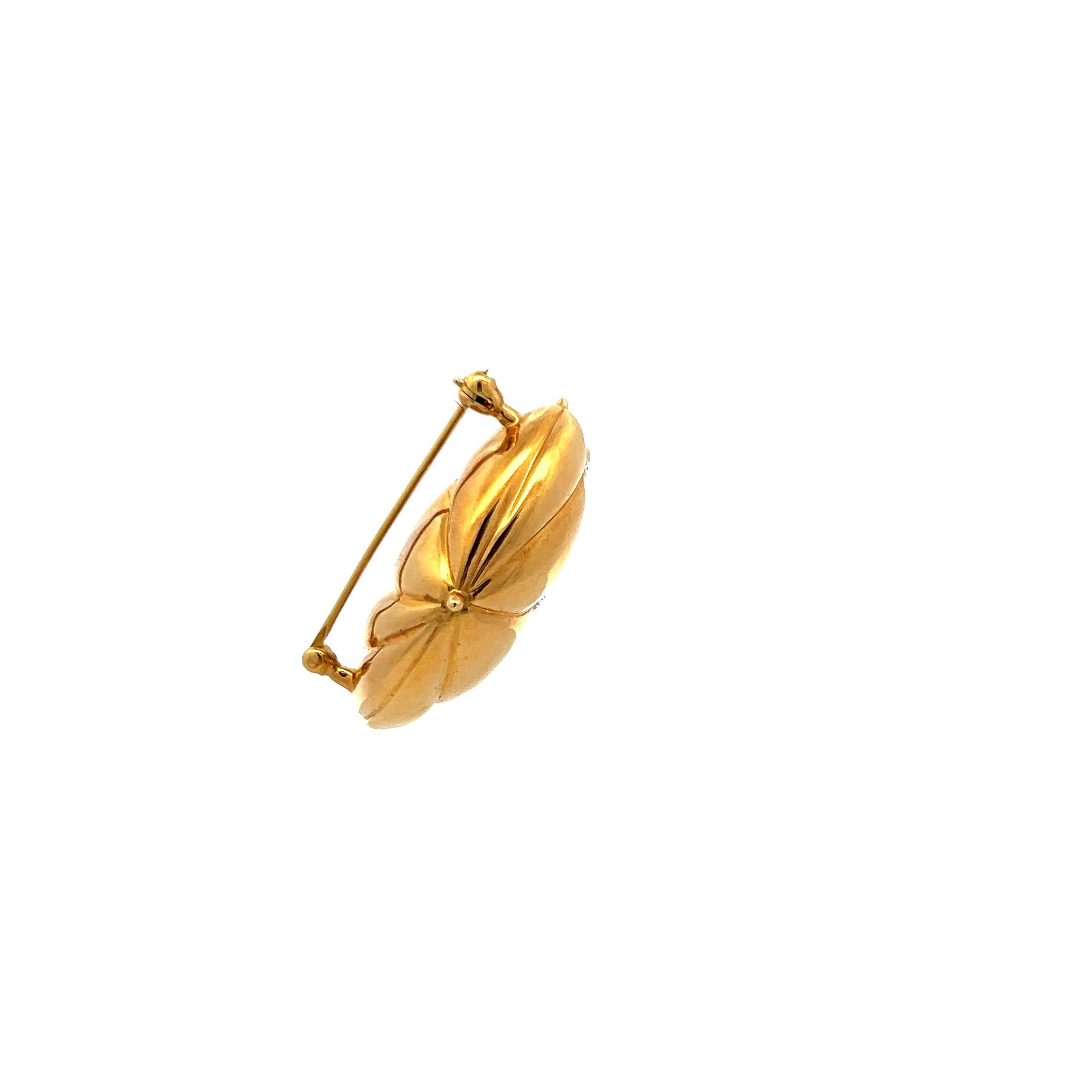 Tiffany & Co 0.12 Carat Round Diamond 18 Karat Yellow Gold Pin Brooch
