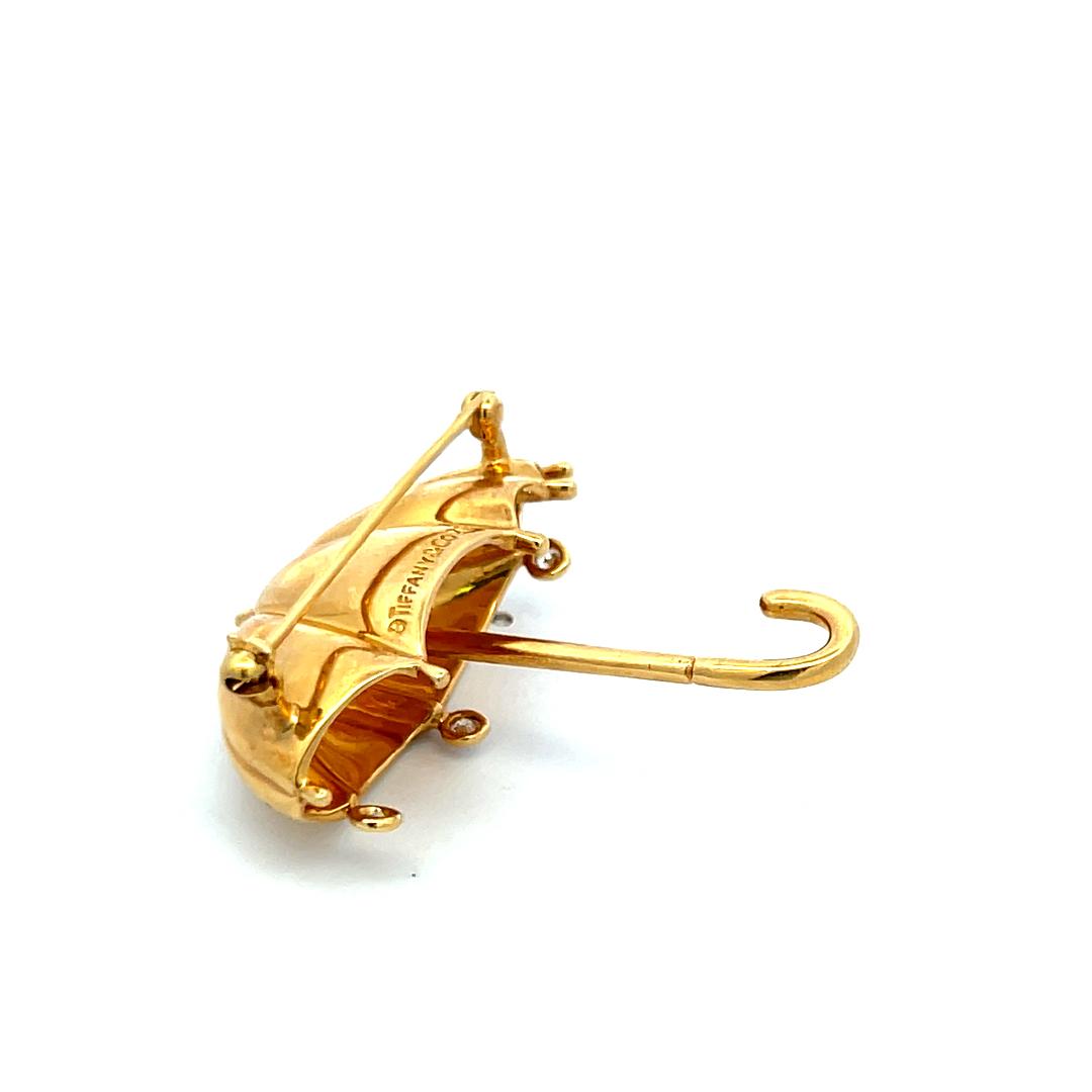 Tiffany & Co 0.12 Carat Round Diamond 18 Karat Yellow Gold Pin Brooch