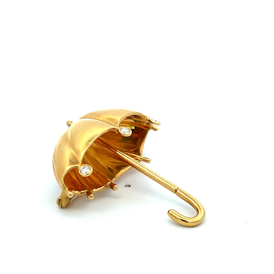 Tiffany & Co 0.12 Carat Round Diamond 18 Karat Yellow Gold Pin Brooch