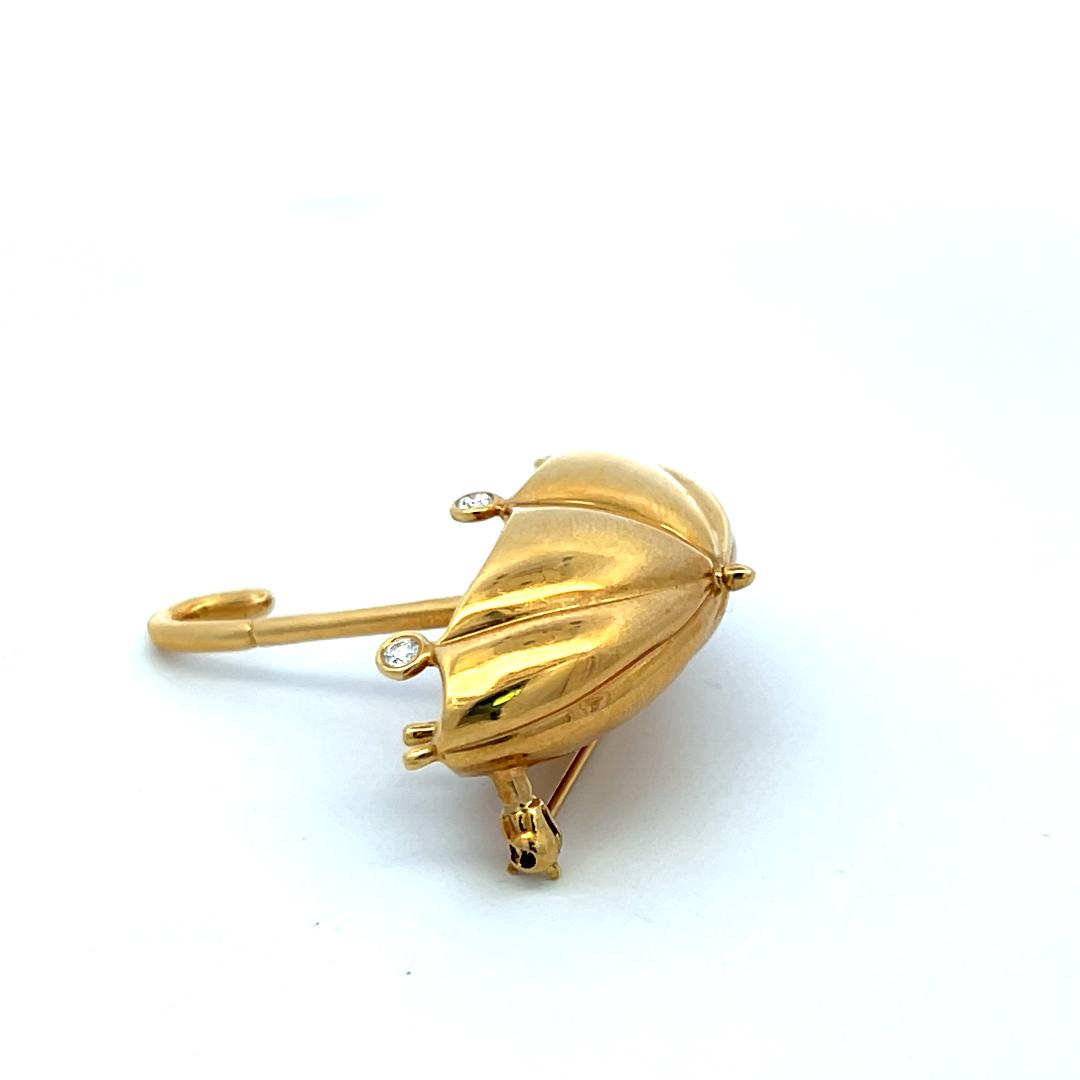 Tiffany & Co 0.12 Carat Round Diamond 18 Karat Yellow Gold Pin Brooch