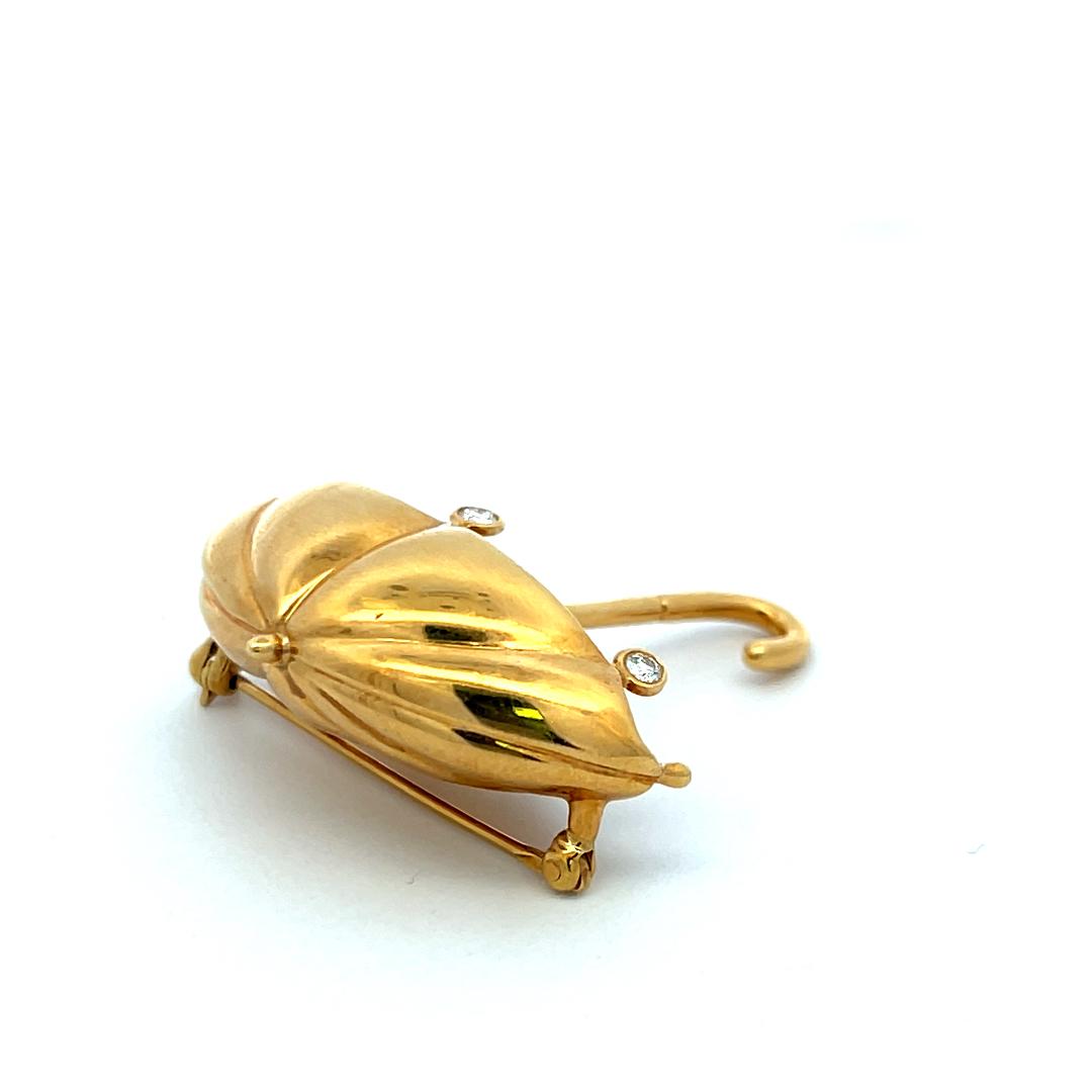 Tiffany & Co 0.12 Carat Round Diamond 18 Karat Yellow Gold Pin Brooch