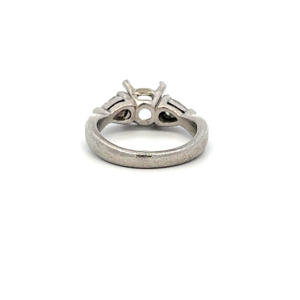 1.50 Carat Pear Shape F SI Diamond Platinum Semi Mount Ring