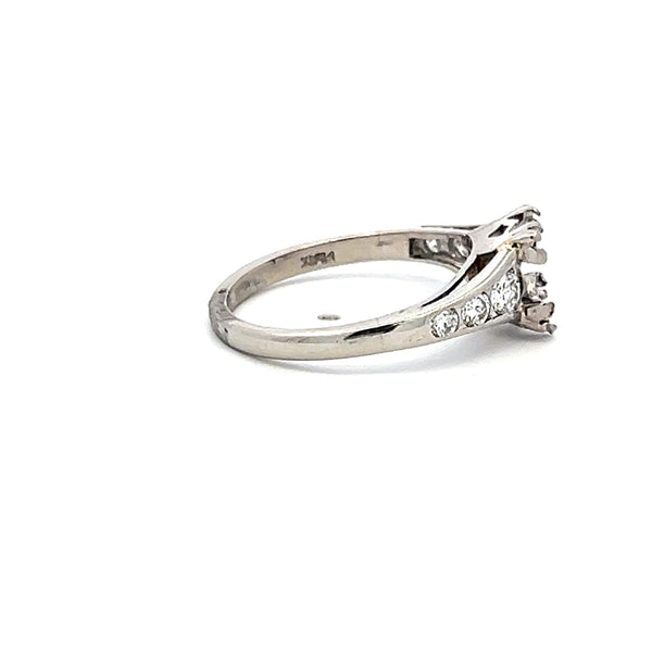 0.36 Carat Round Brilliant H VS Diamond Platinum Semi Mount Ring