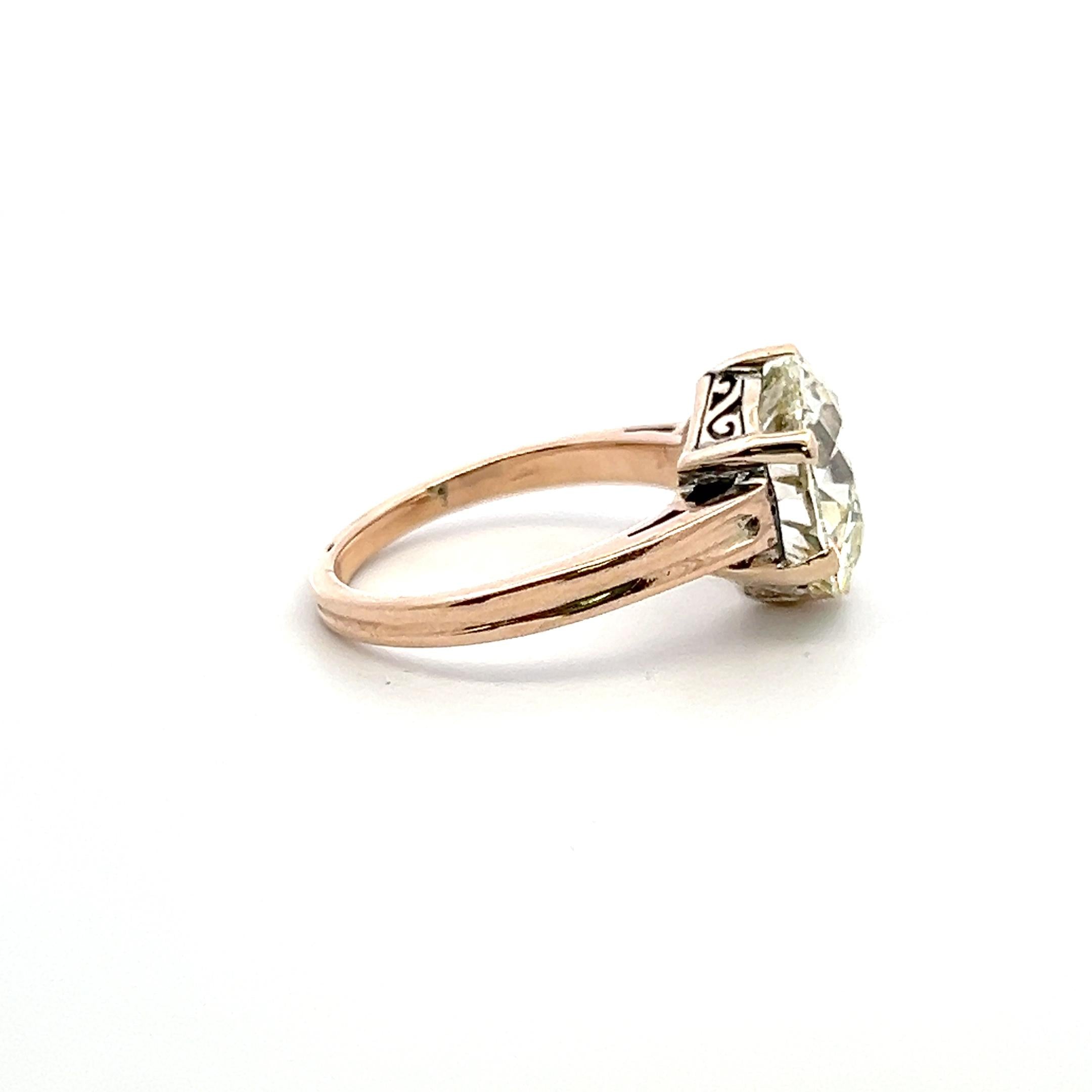 14K Yellow Gold Engagement Ring with 5.76ct Old European Cut Diamonds O SI1 GIA