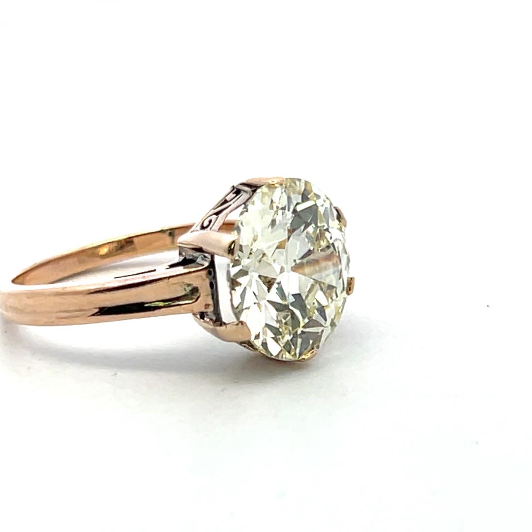 14K Yellow Gold Engagement Ring with 5.76ct Old European Cut Diamonds O SI1 GIA
