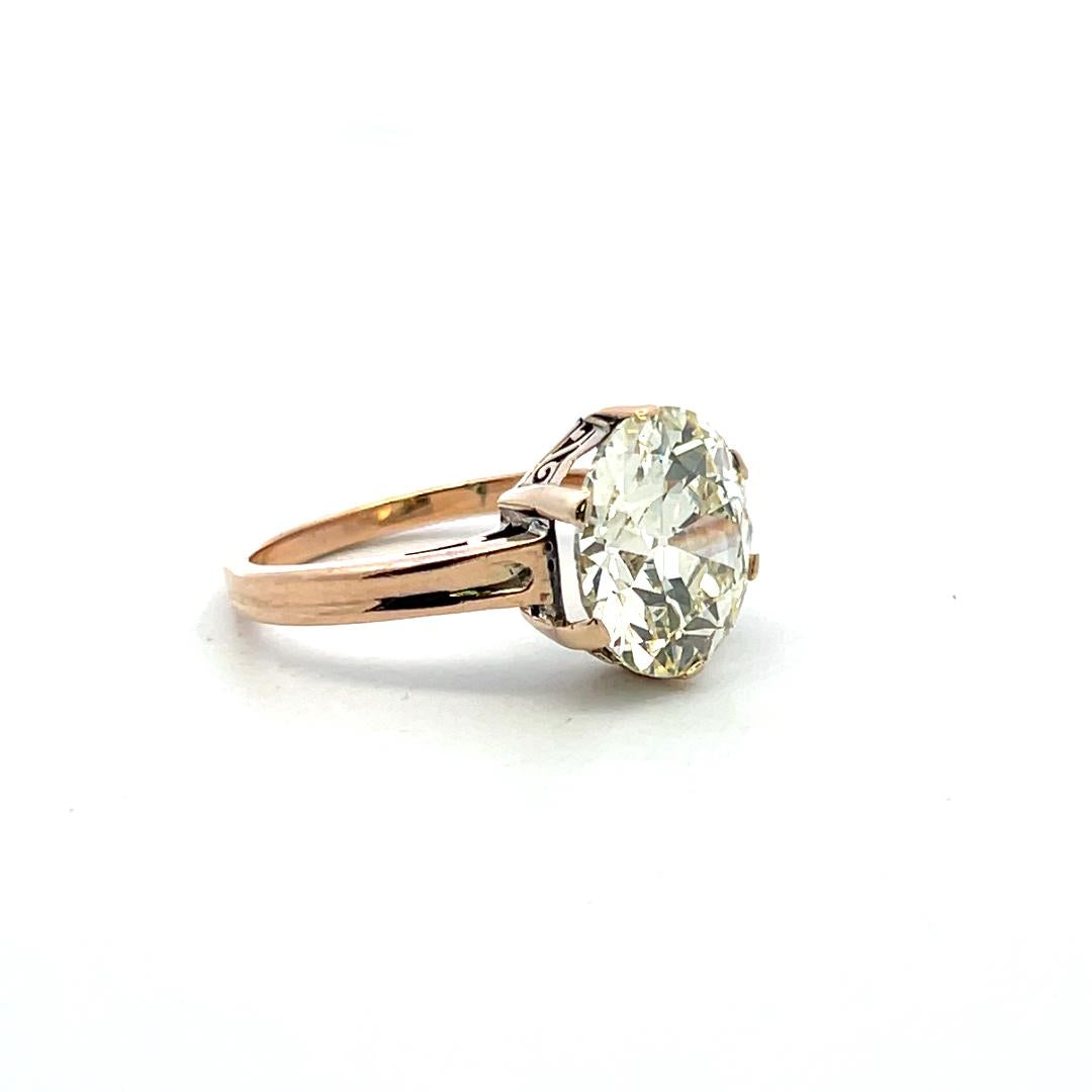 14K Yellow Gold Engagement Ring with 5.76ct Old European Cut Diamonds O SI1 GIA