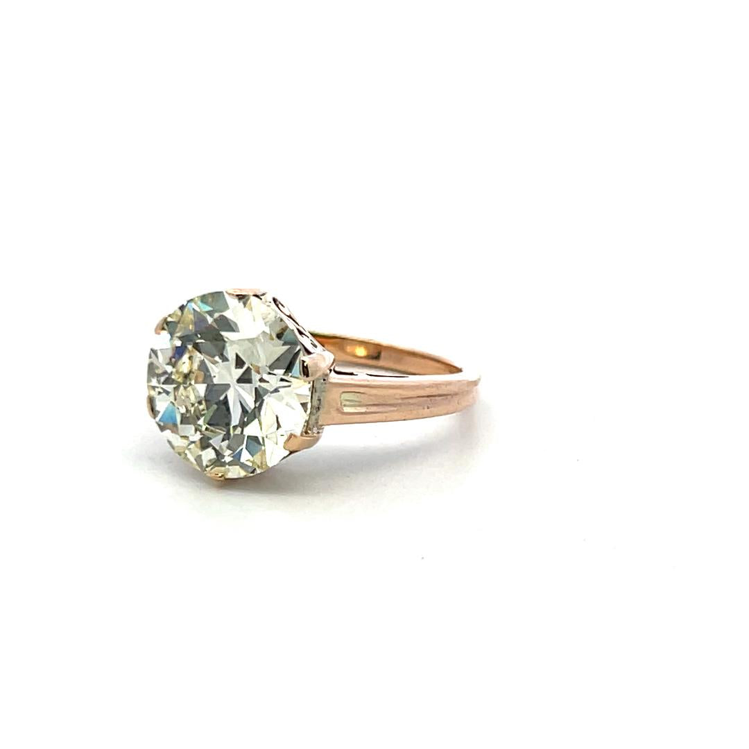 14K Yellow Gold Engagement Ring with 5.76ct Old European Cut Diamonds O SI1 GIA