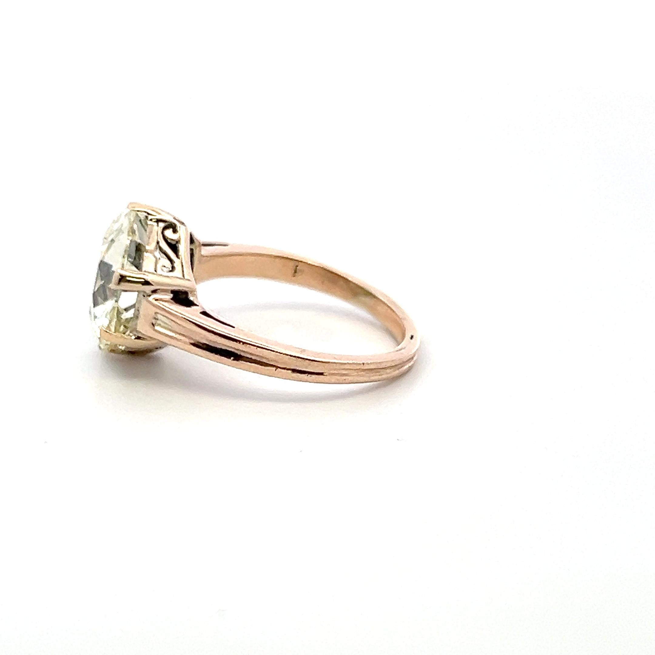 14K Yellow Gold Engagement Ring with 5.76ct Old European Cut Diamonds O SI1 GIA