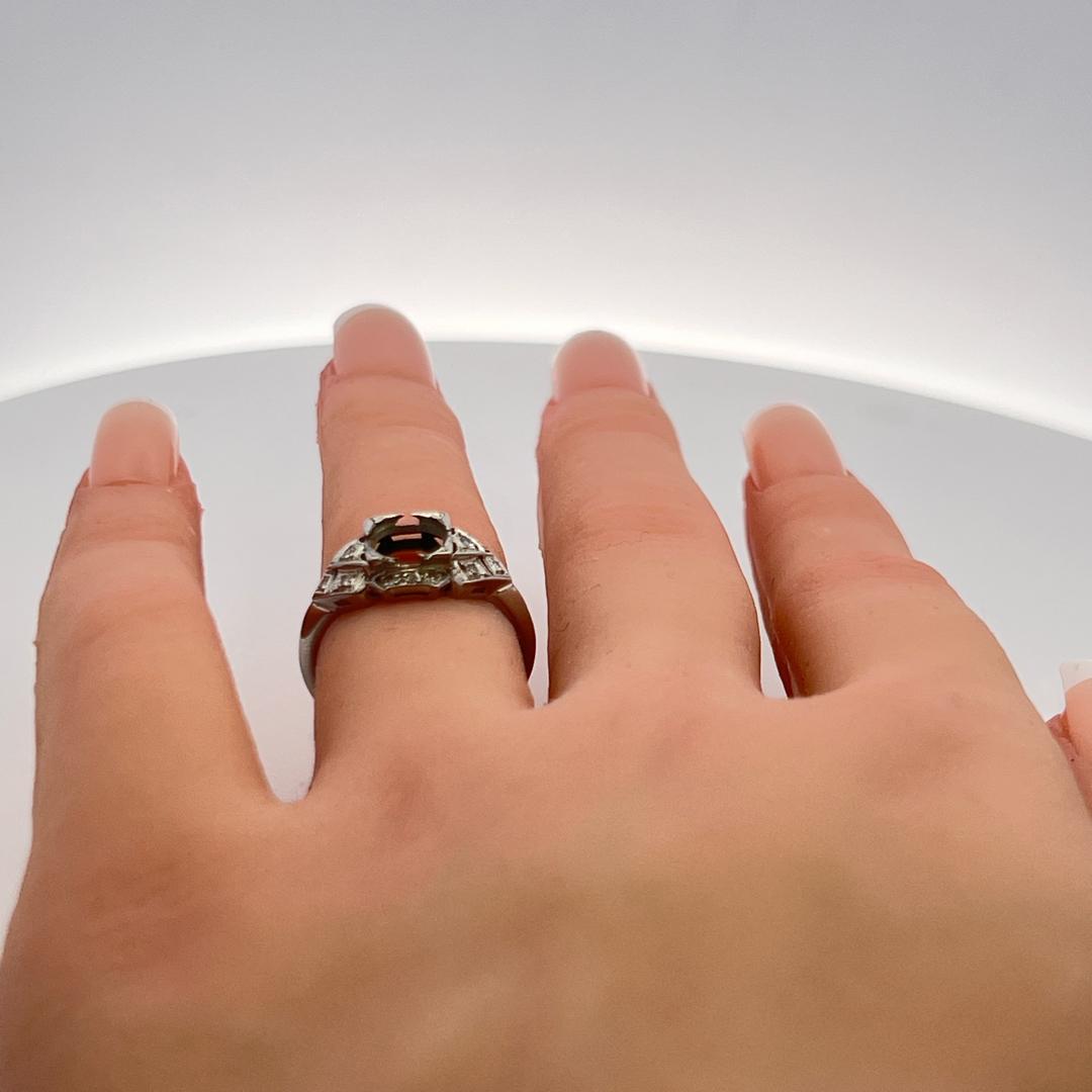 0.07 Carat Old European Cut H SI Diamond Platinum Semi Mount Ring