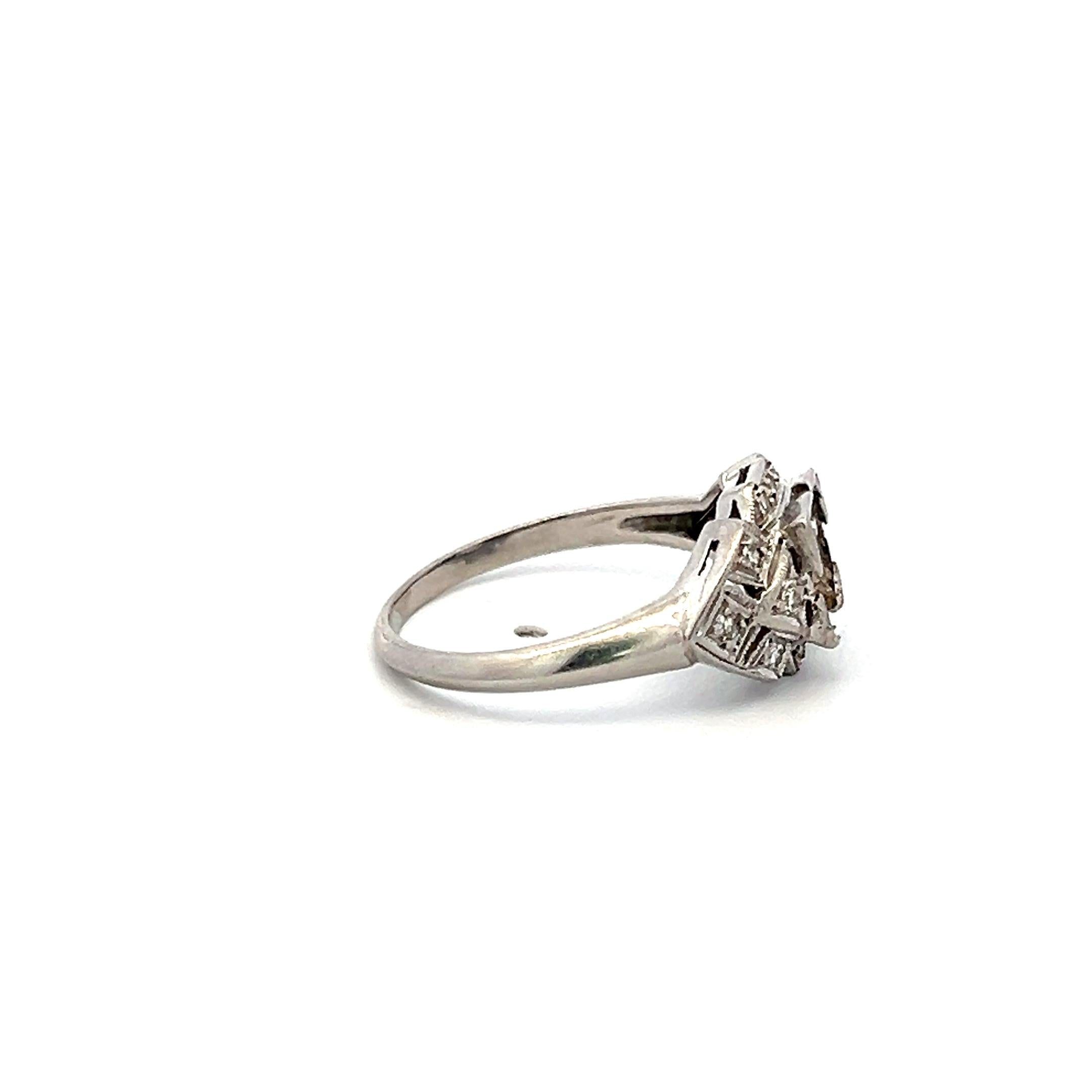 0.07 Carat Old European Cut H SI Diamond Platinum Semi Mount Ring