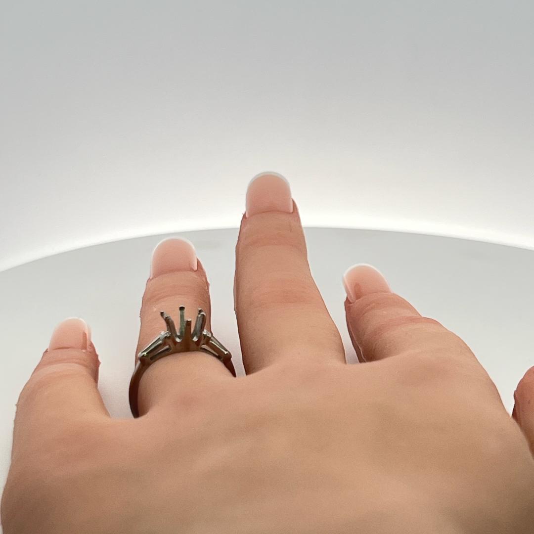 0.12 Carat Tapered Baguette Shape I SI Diamond Platinum Semi Mount Ring