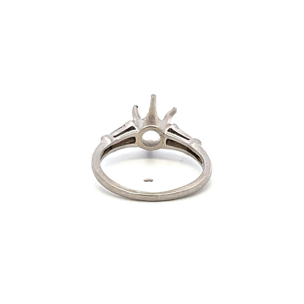 0.12 Carat Tapered Baguette Shape I SI Diamond Platinum Semi Mount Ring