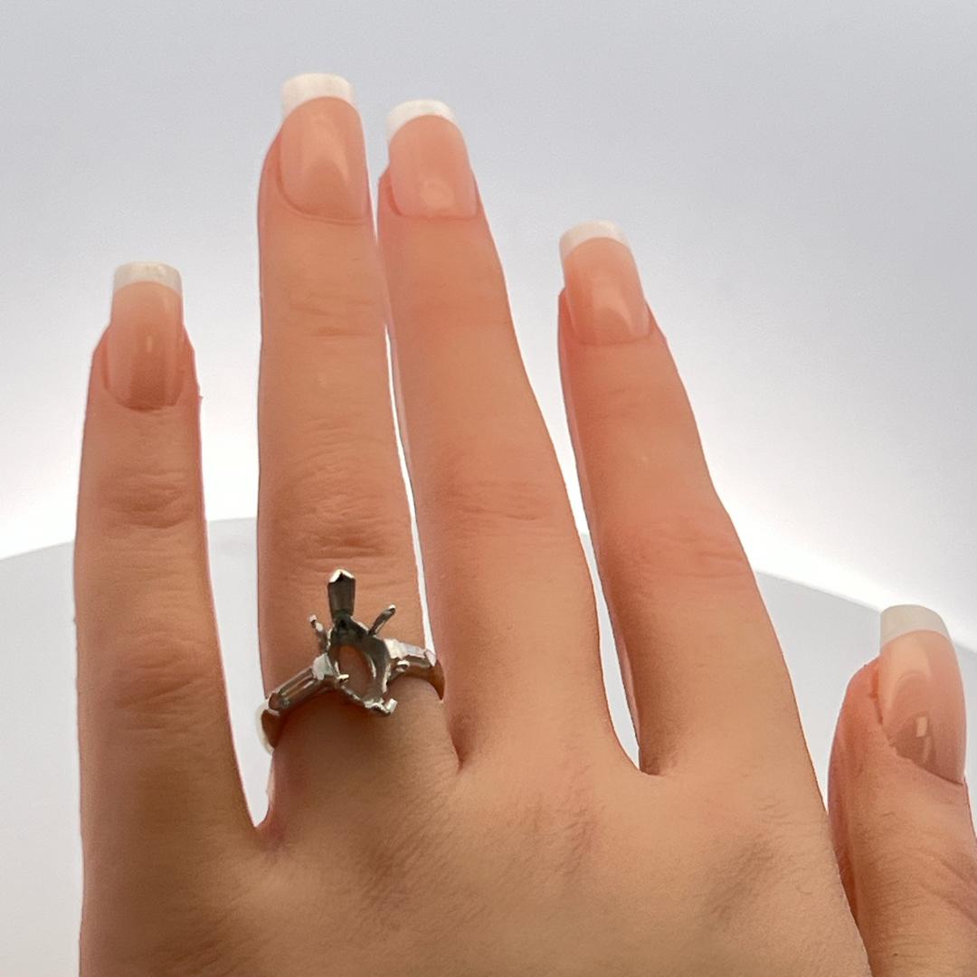 0.36 Carat Baguette Shape G VS Diamond 14 Karat White Gold Semi Mount Ring
