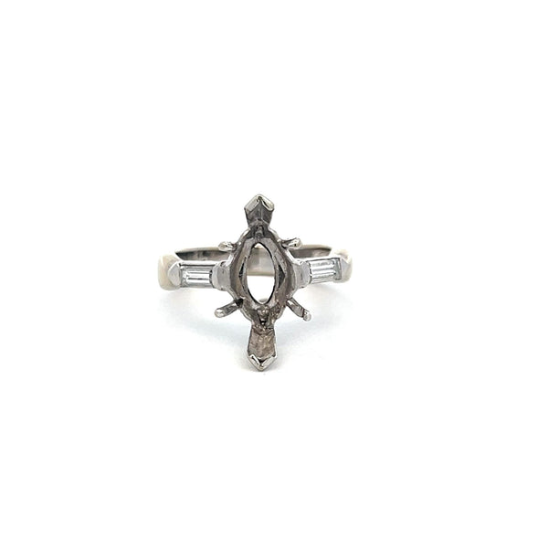 0.36 Carat Baguette Shape G VS Diamond 14 Karat White Gold Semi Mount Ring