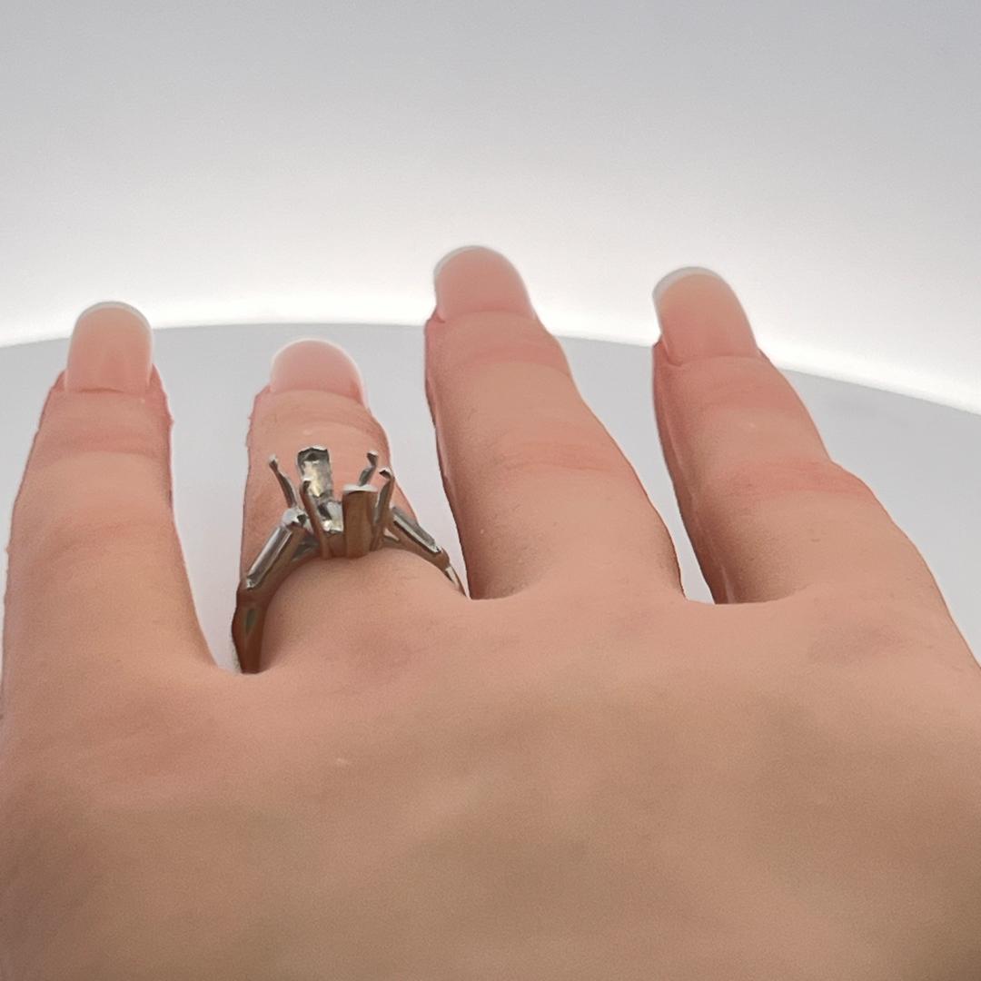 0.36 Carat Baguette Shape G VS Diamond 14 Karat White Gold Semi Mount Ring