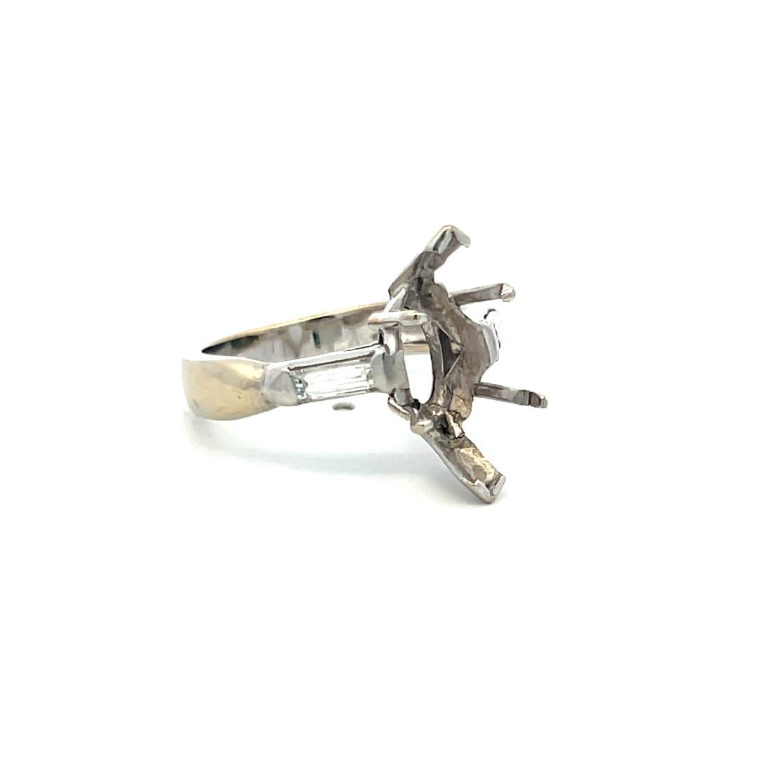 0.36 Carat Baguette Shape G VS Diamond 14 Karat White Gold Semi Mount Ring