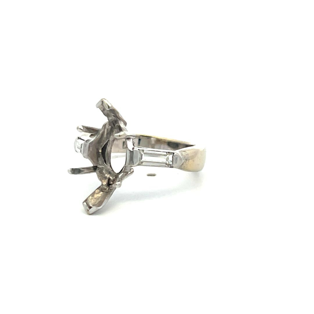 0.36 Carat Baguette Shape G VS Diamond 14 Karat White Gold Semi Mount Ring