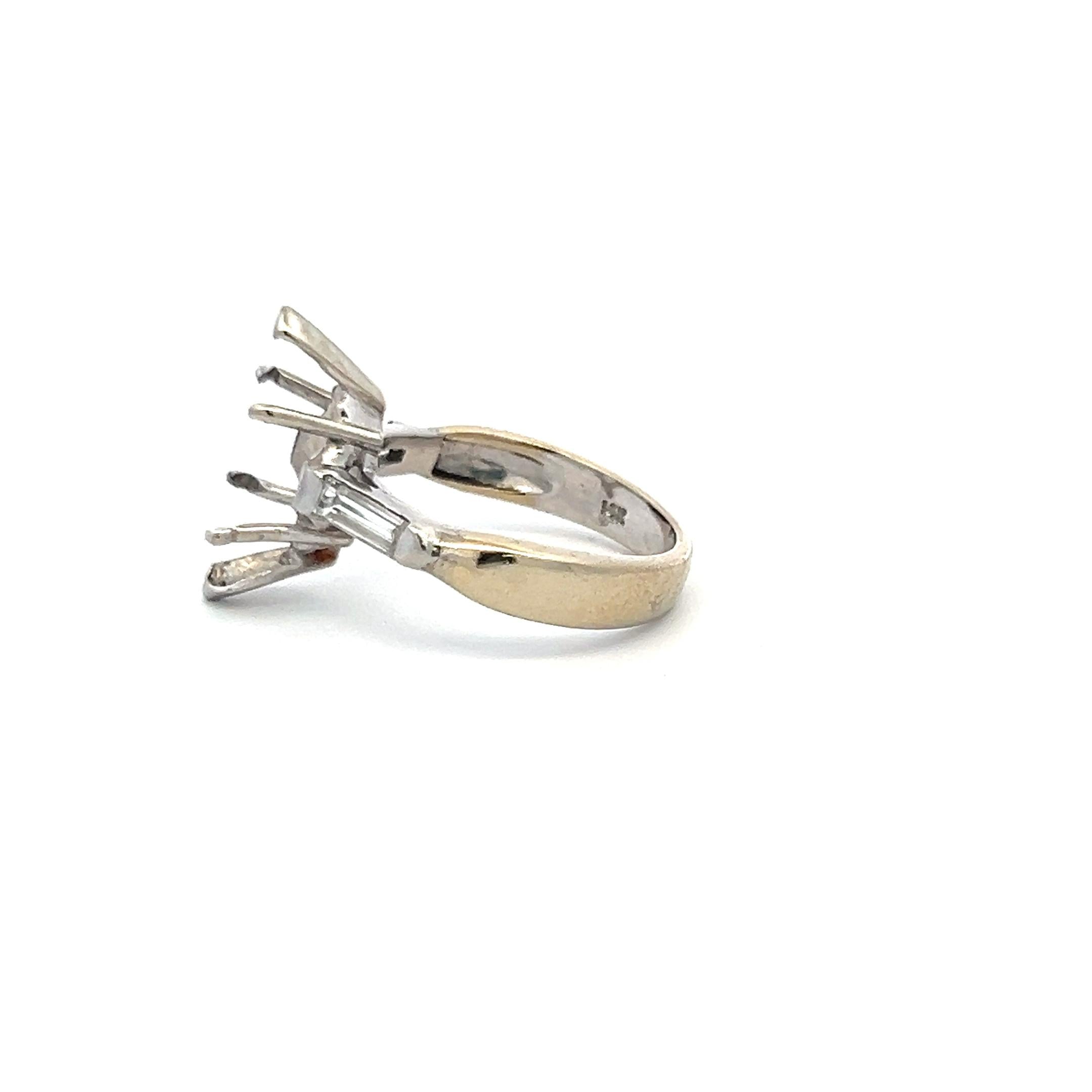 0.36 Carat Baguette Shape G VS Diamond 14 Karat White Gold Semi Mount Ring
