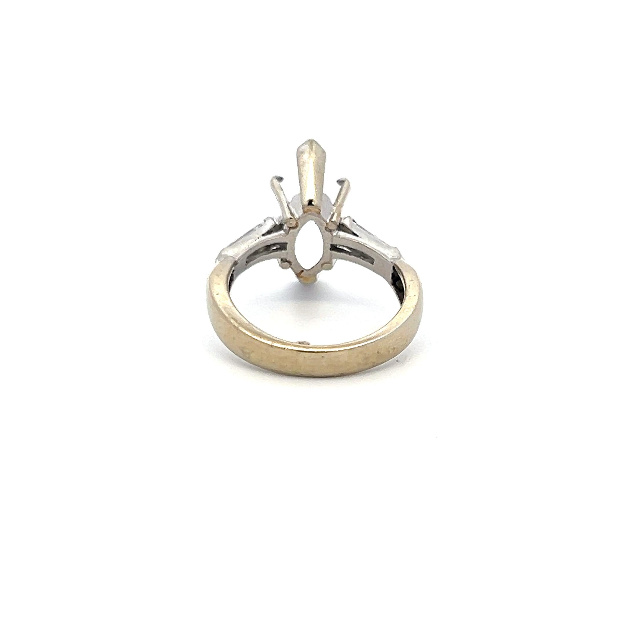 0.36 Carat Baguette Shape G VS Diamond 14 Karat White Gold Semi Mount Ring