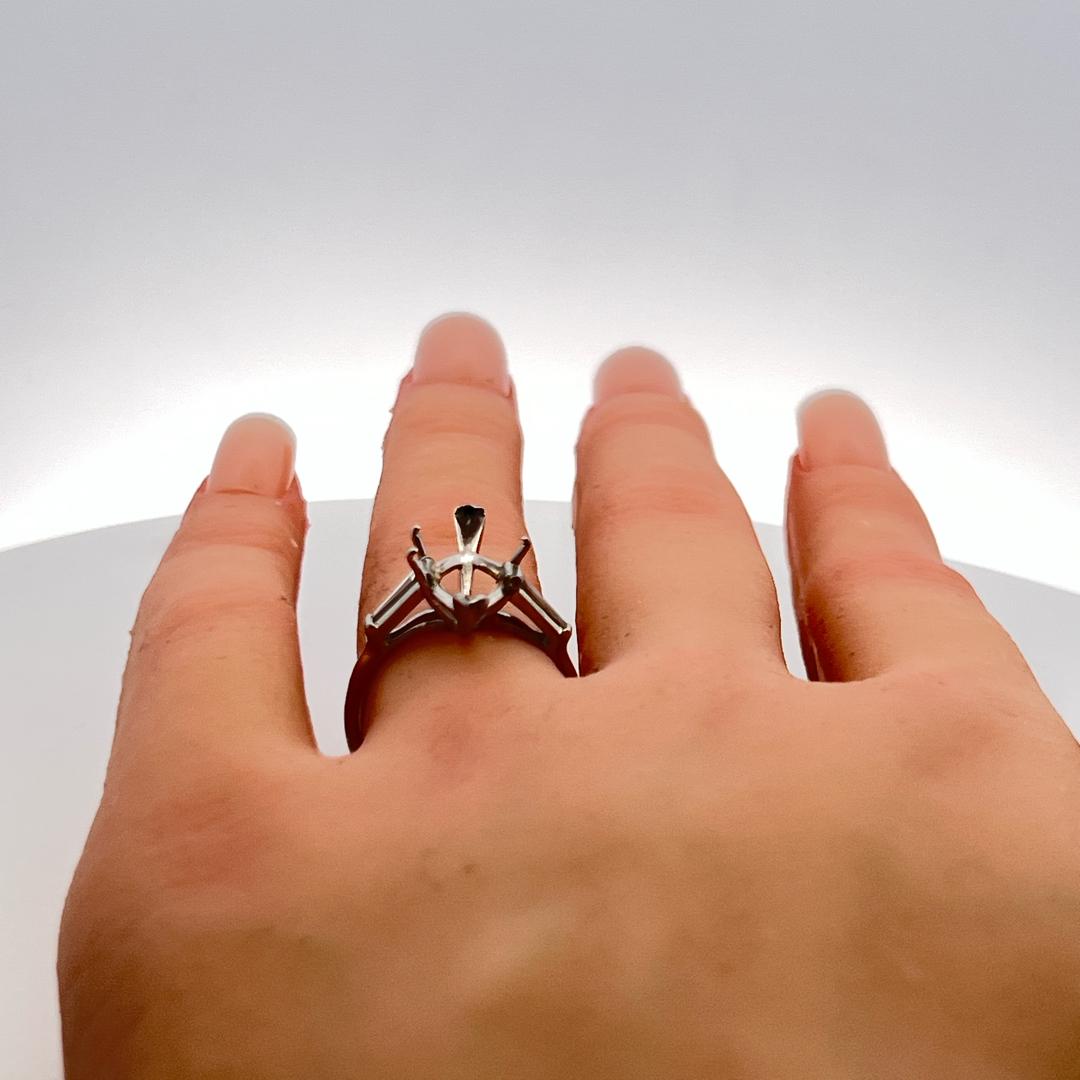0.40 Carat Tapered Baguette Shape Diamond 14 Karat White Gold Semi Mount Ring