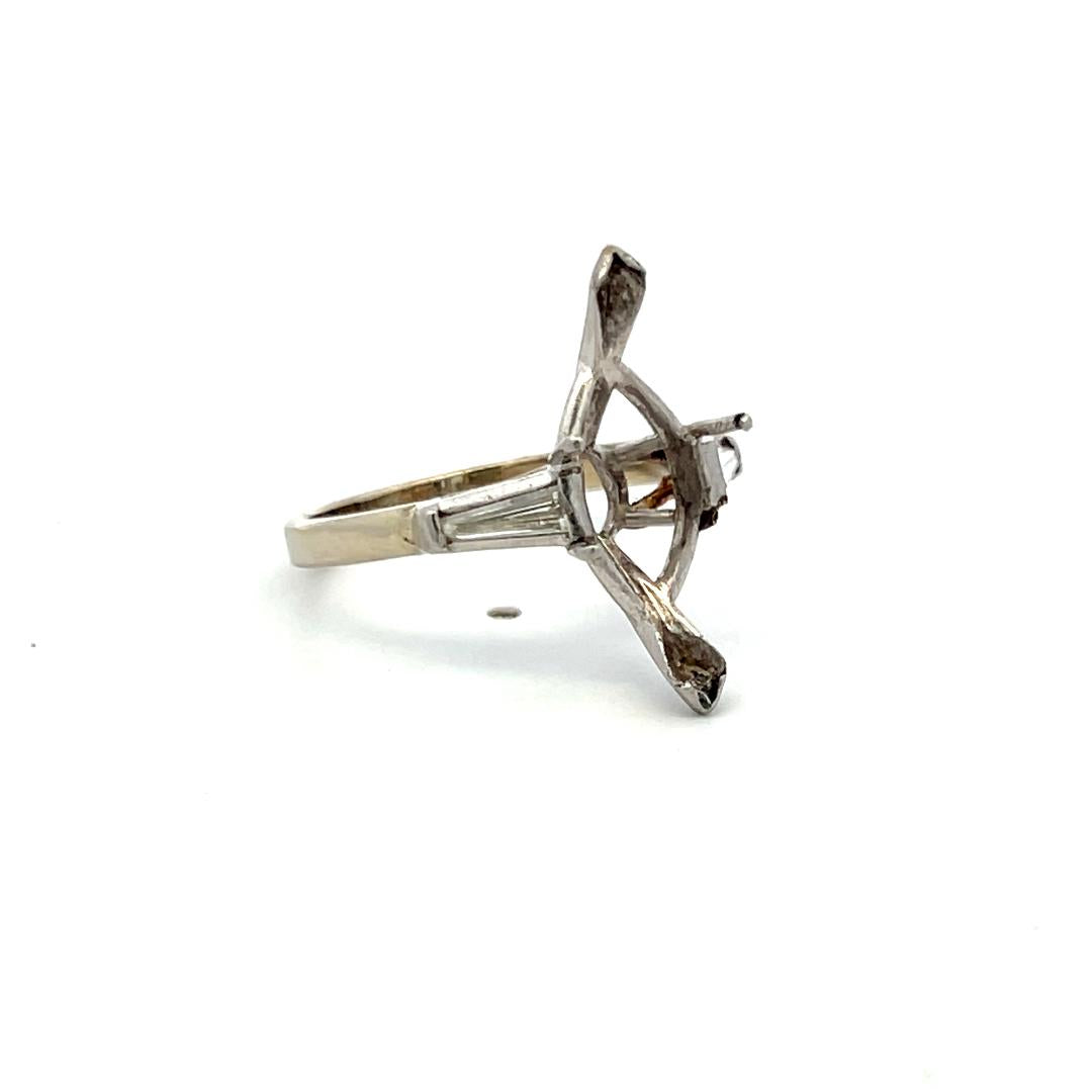 0.40 Carat Tapered Baguette Shape Diamond 14 Karat White Gold Semi Mount Ring