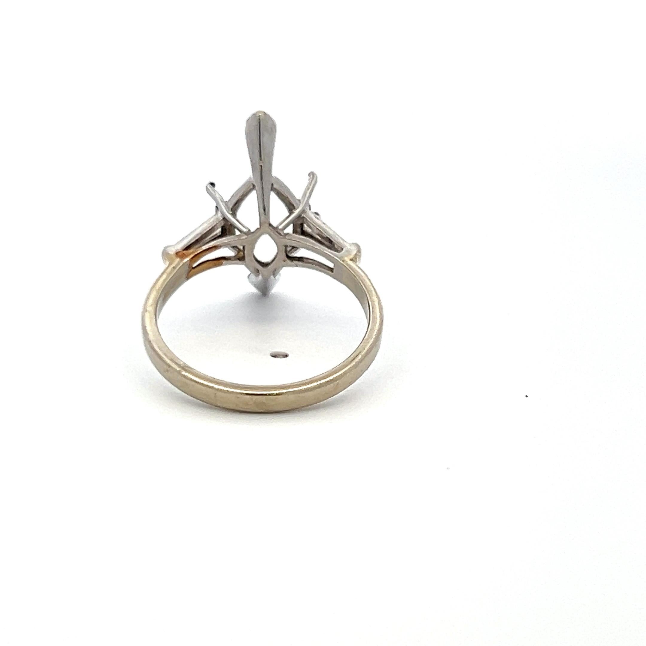 0.40 Carat Tapered Baguette Shape Diamond 14 Karat White Gold Semi Mount Ring