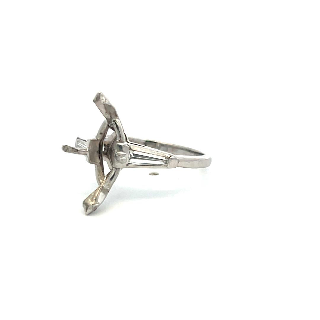0.30 Carat Tapered Baguette Shape H VS Diamond Platinum Semi Mount Ring