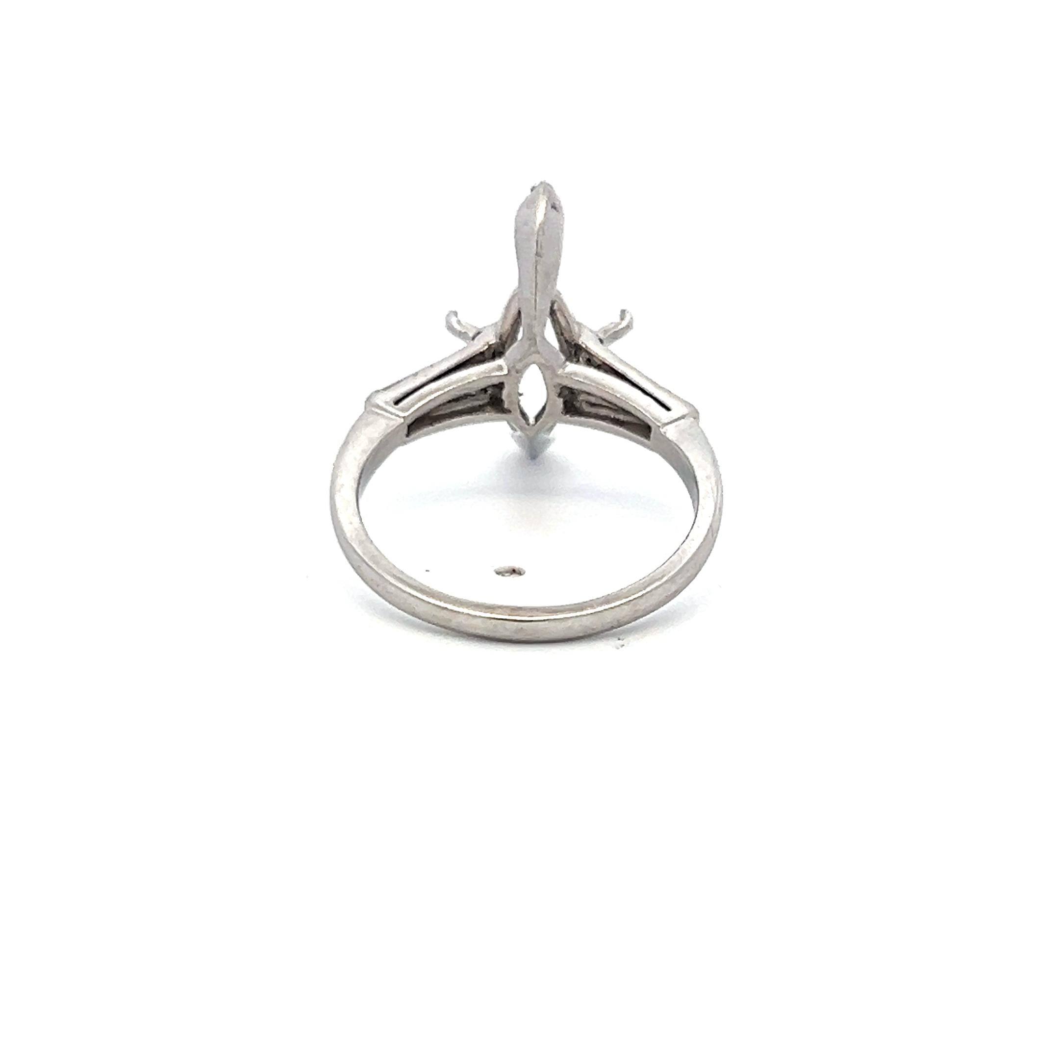 0.30 Carat Tapered Baguette Shape H VS Diamond Platinum Semi Mount Ring