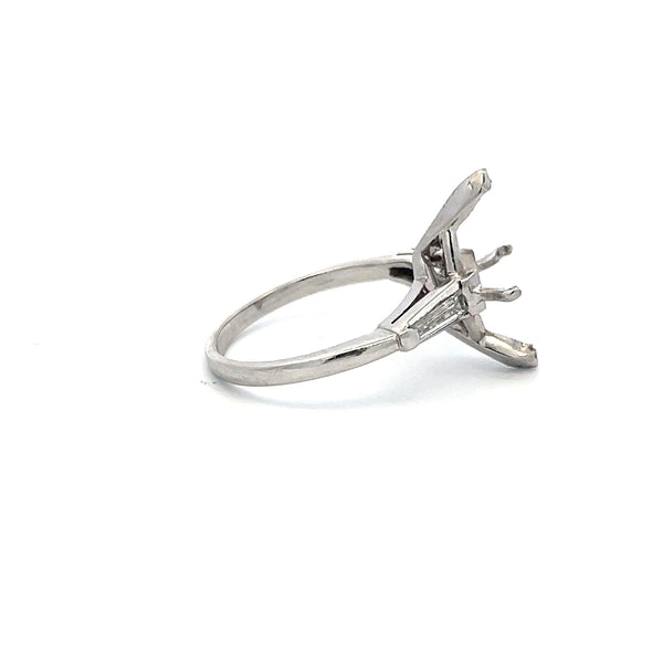 0.30 Carat Tapered Baguette Shape H VS Diamond Platinum Semi Mount Ring