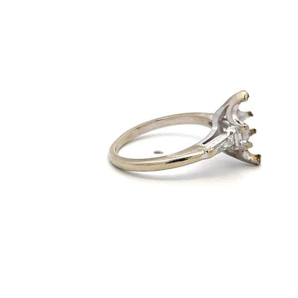 0.14 Carat Tapered Baguette Shape Diamond 14 Karat White Gold Semi Mount Ring