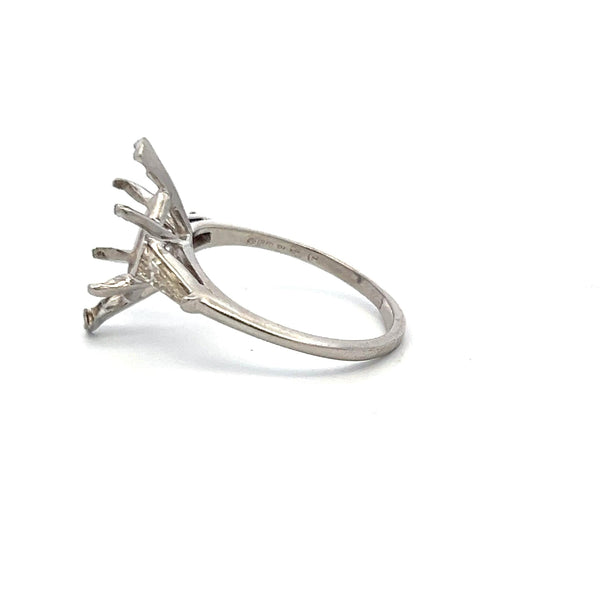 0.40 Carat Tapered Baguette Shape J VS Diamond Platinum Semi Mount Ring