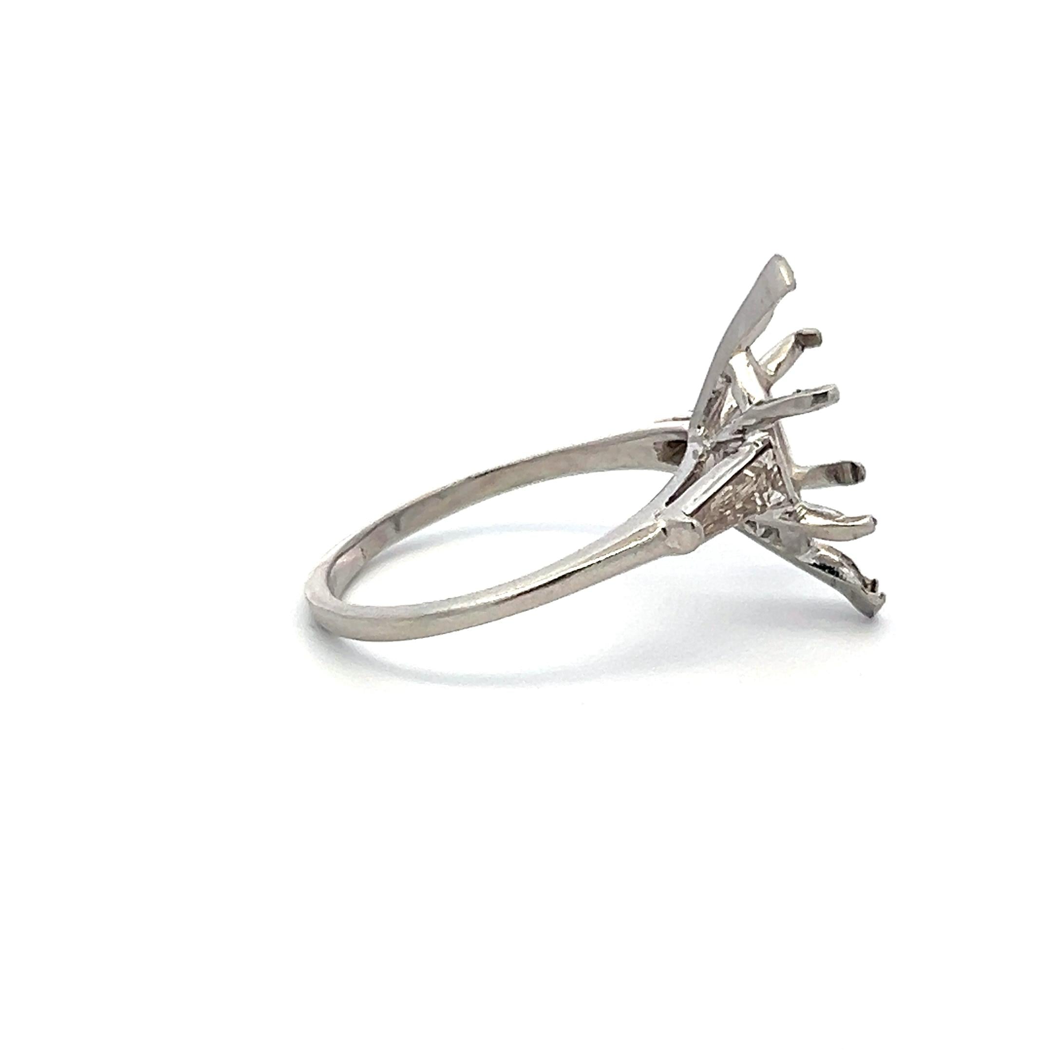 0.40 Carat Tapered Baguette Shape J VS Diamond Platinum Semi Mount Ring
