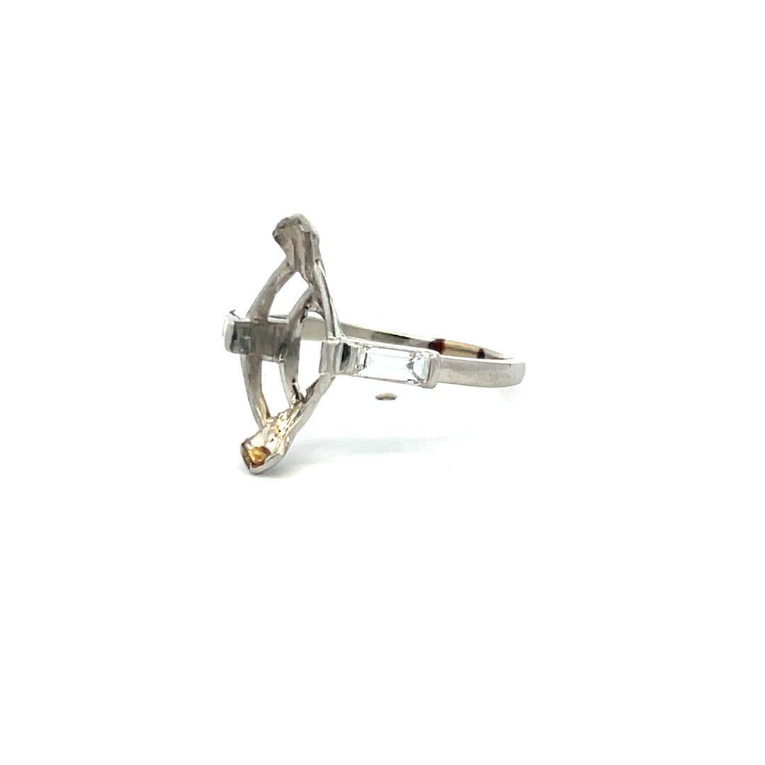 0.30 Carat Baguette Shape G VS Diamond Platinum Semi Mount Ring