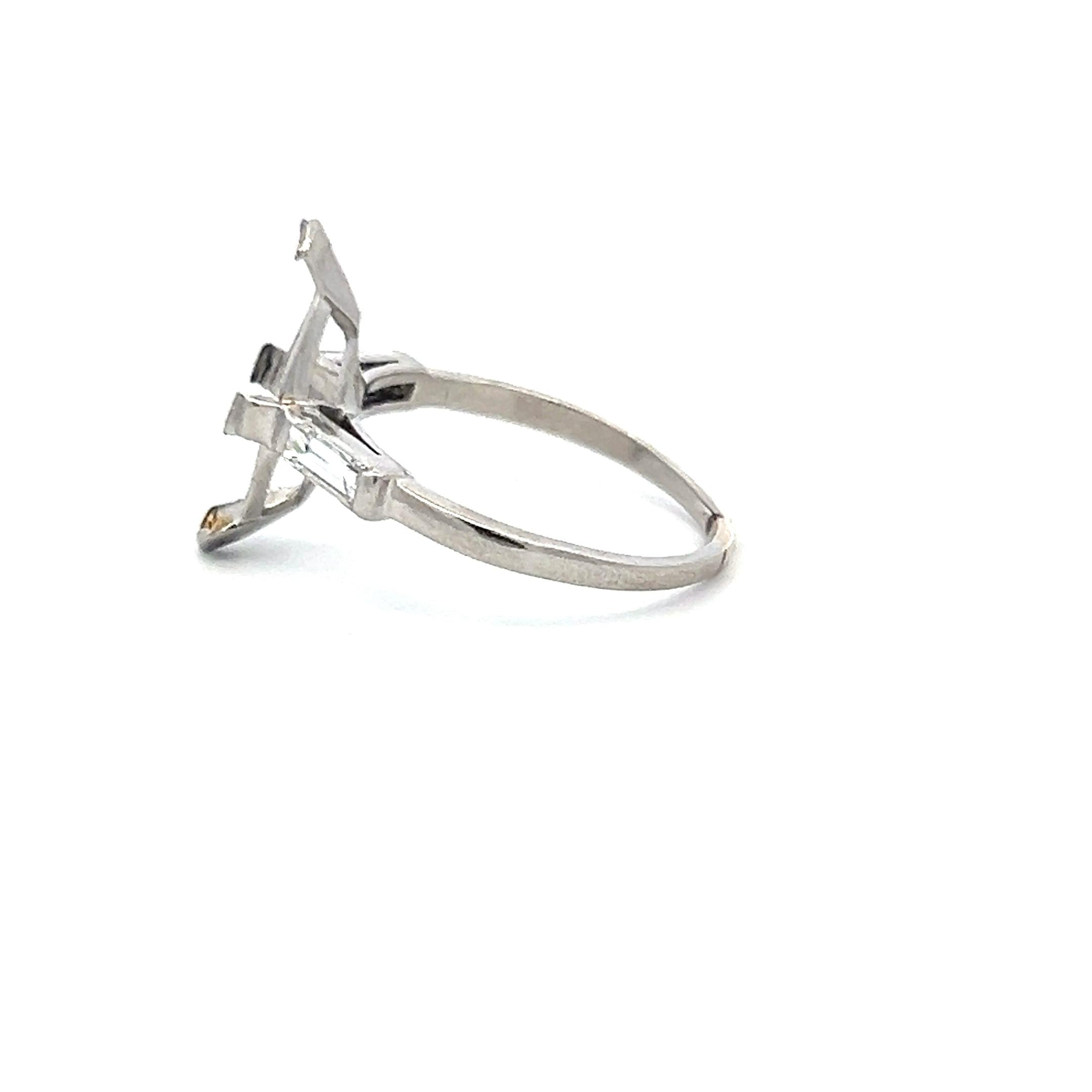 0.30 Carat Baguette Shape G VS Diamond Platinum Semi Mount Ring
