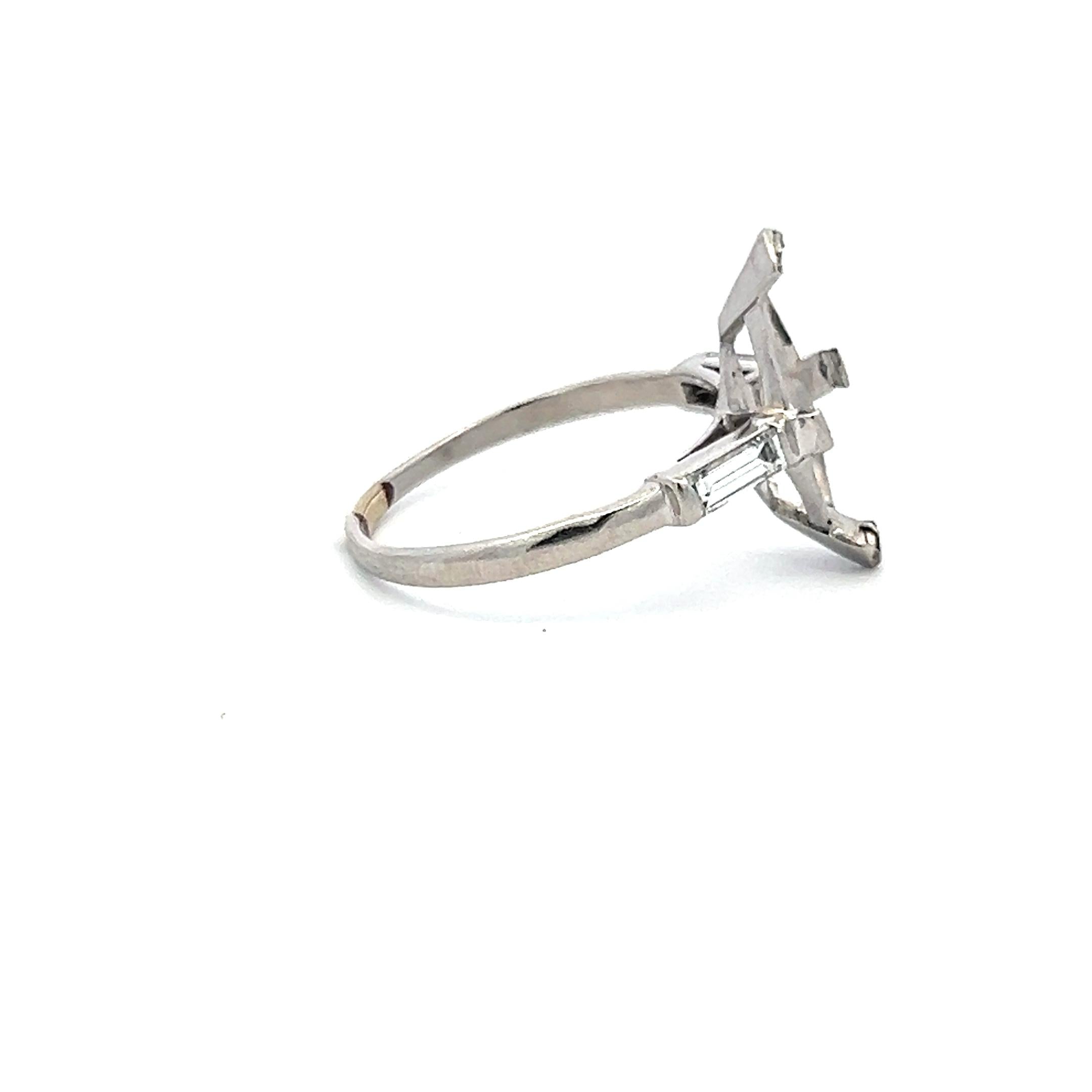 0.30 Carat Baguette Shape G VS Diamond Platinum Semi Mount Ring