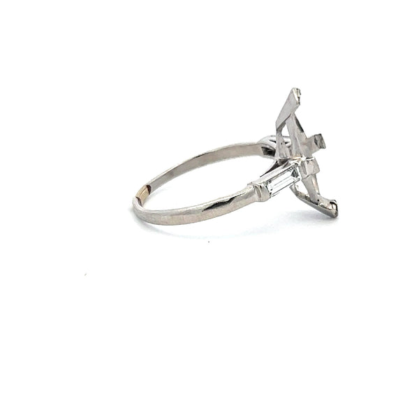 0.30 Carat Baguette Shape G VS Diamond Platinum Semi Mount Ring