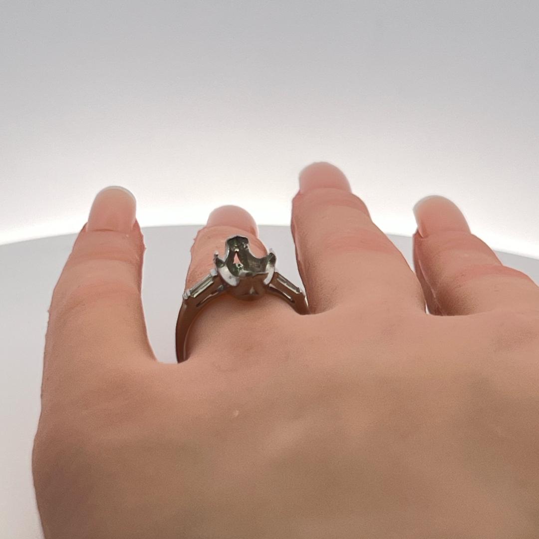 0.20 Carat Baguette Shape G VS Diamond Platinum Semi Mount Ring