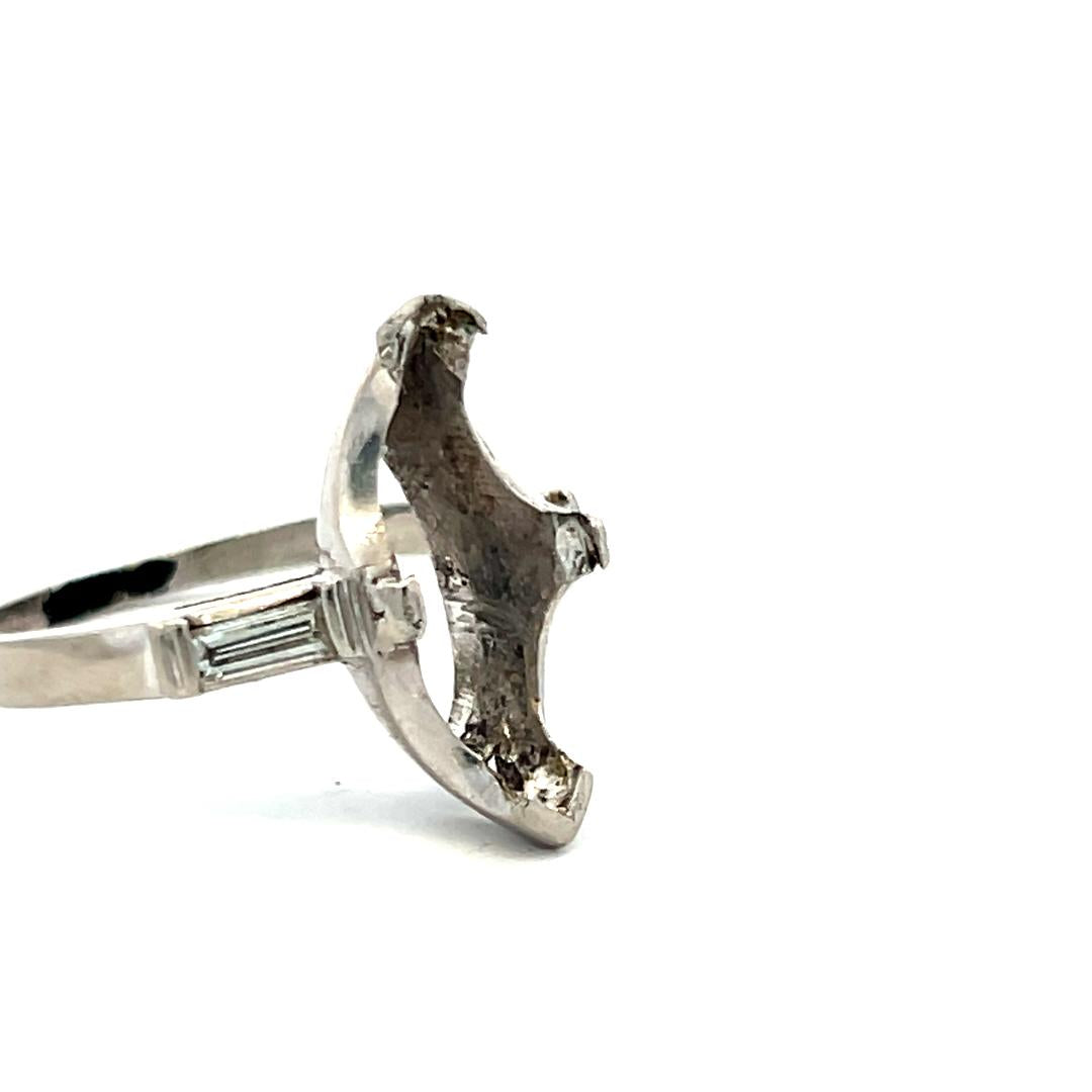 0.20 Carat Baguette Shape G VS Diamond Platinum Semi Mount Ring
