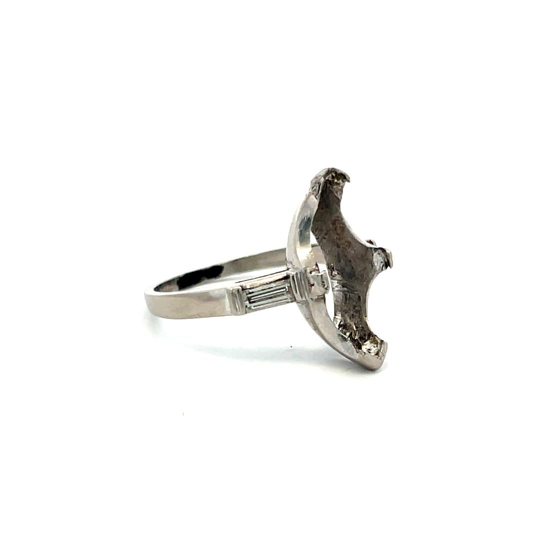 0.20 Carat Baguette Shape G VS Diamond Platinum Semi Mount Ring