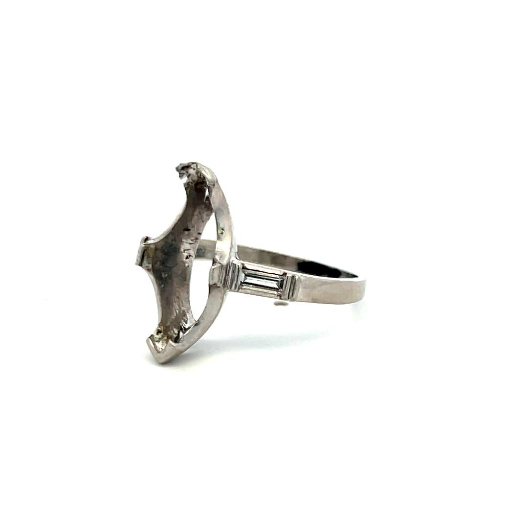 0.20 Carat Baguette Shape G VS Diamond Platinum Semi Mount Ring