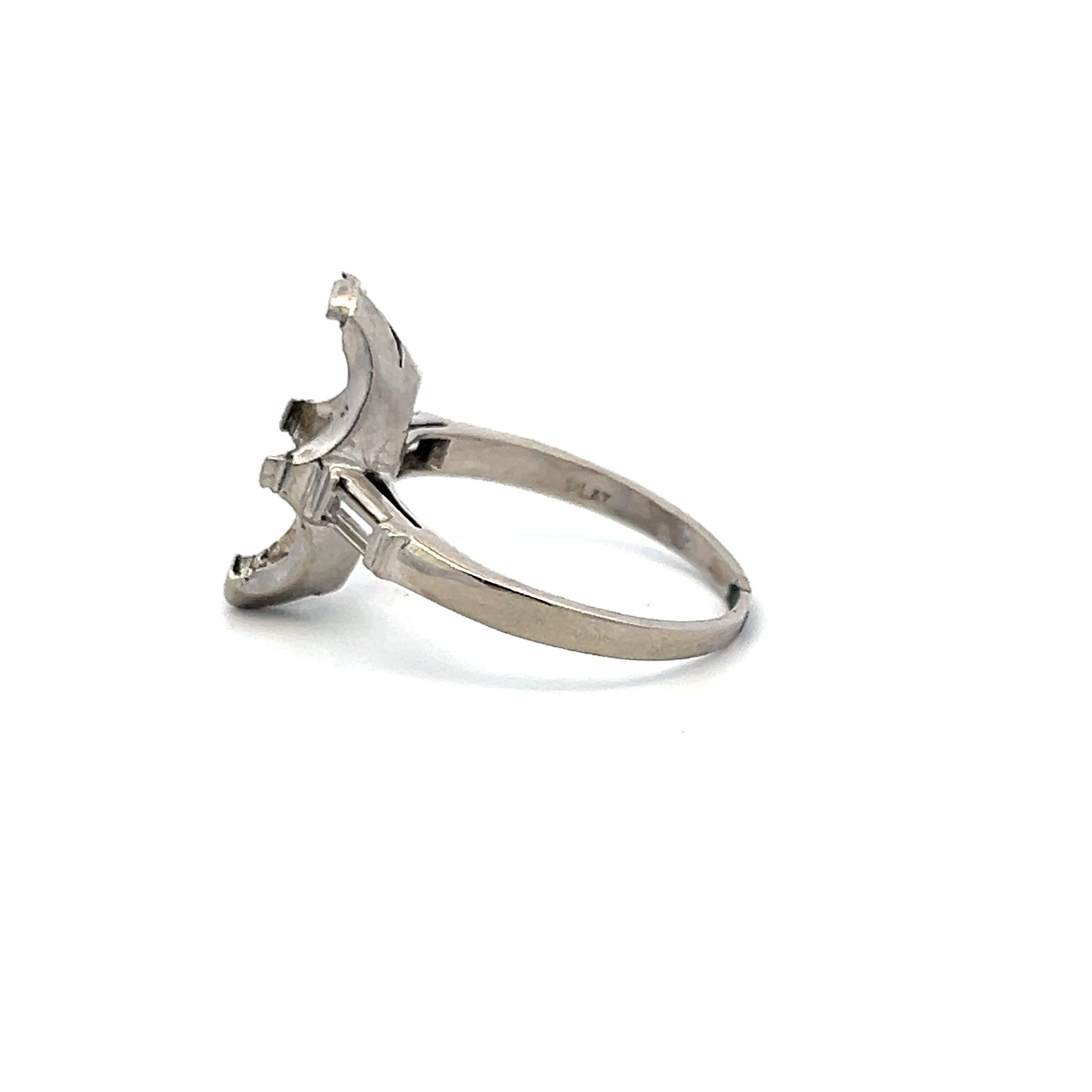 0.20 Carat Baguette Shape G VS Diamond Platinum Semi Mount Ring