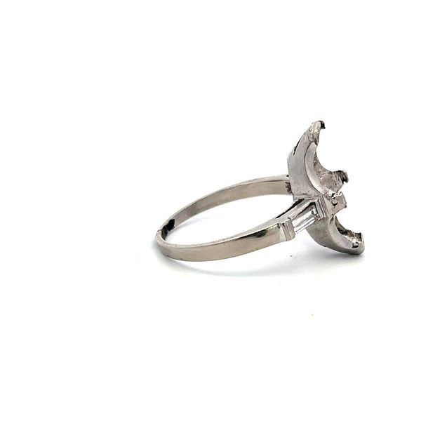 0.20 Carat Baguette Shape G VS Diamond Platinum Semi Mount Ring