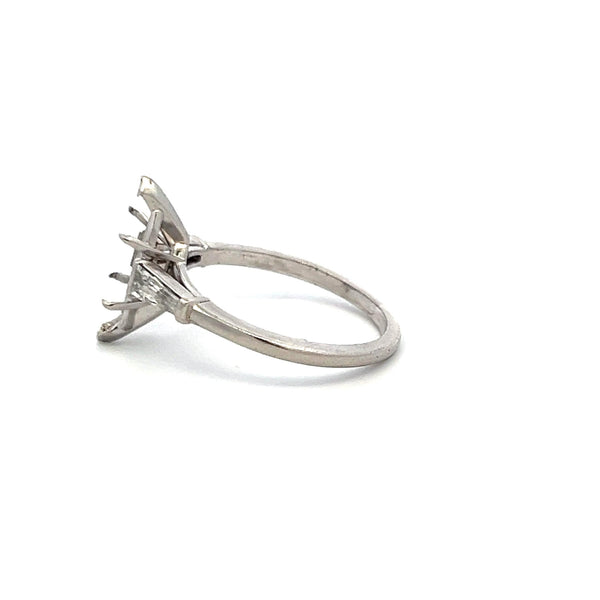 0.20 Carat Tapered Baguette Shape H VS Diamond Platinum Semi Mount Ring